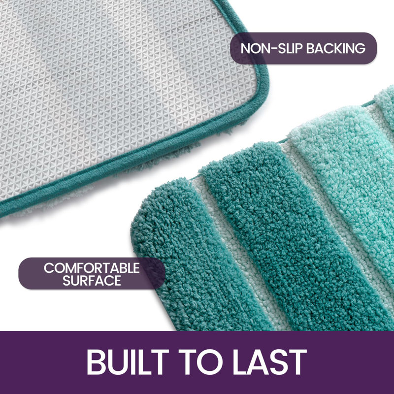 Microfiber Rectangle Bath Rug, Turquoise