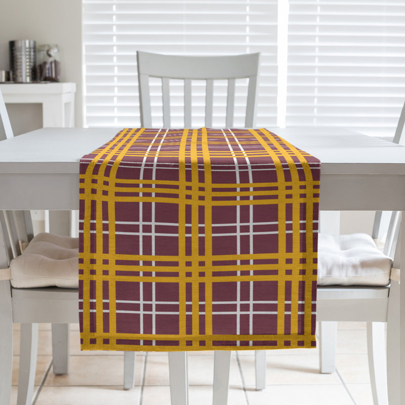Paid Polyester Table Runner, 72" L x 16" W, Burgundy/White/Gold