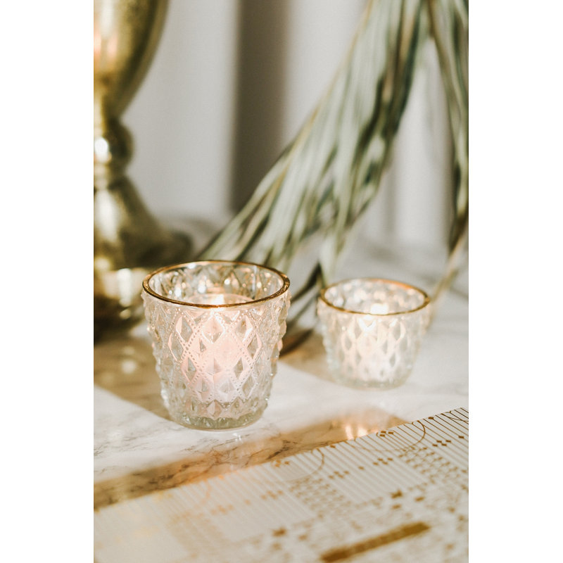 Glass Tabletop Votive Holder, 3.25" H x 3.5" W x 3.5" D