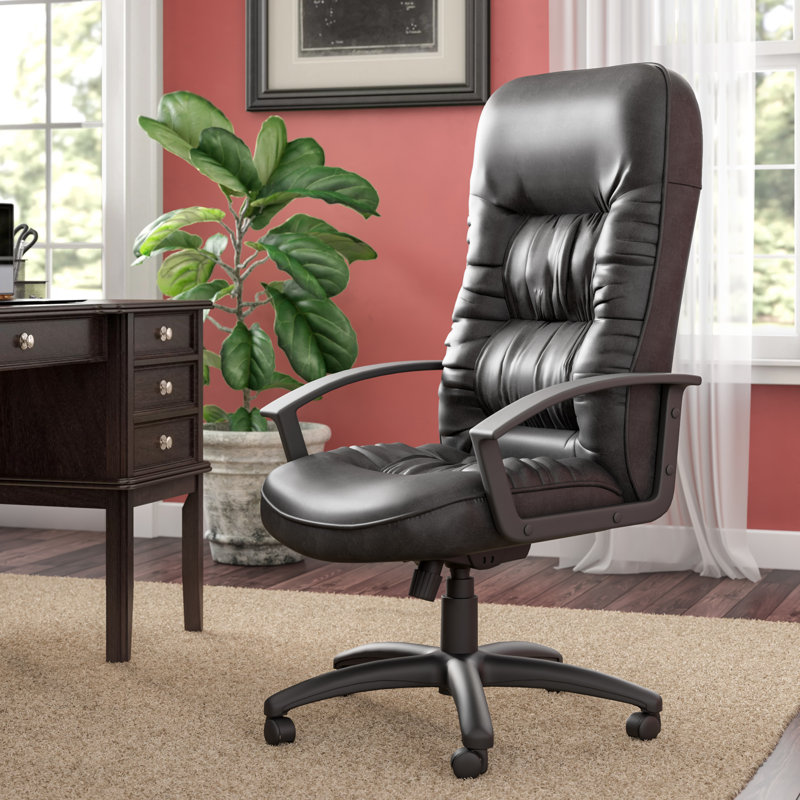 Boss Office Products Ergonomic Vinyl Executive Chair, Spring