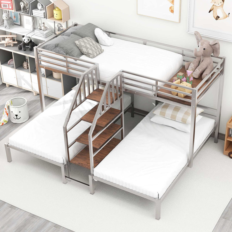 Medrick Kids Twin Bunk Bed, Silver