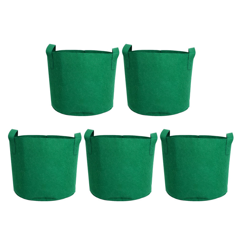 9.8″ 5-Gallon Fabric Grow Bag – Reusable Green Aeration Plant Pot for Vegetables, Herbs, Flowers, and Root Plants, Green
