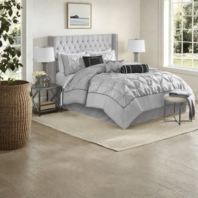 De literie pour chambre double capitonnée en polyester gris
