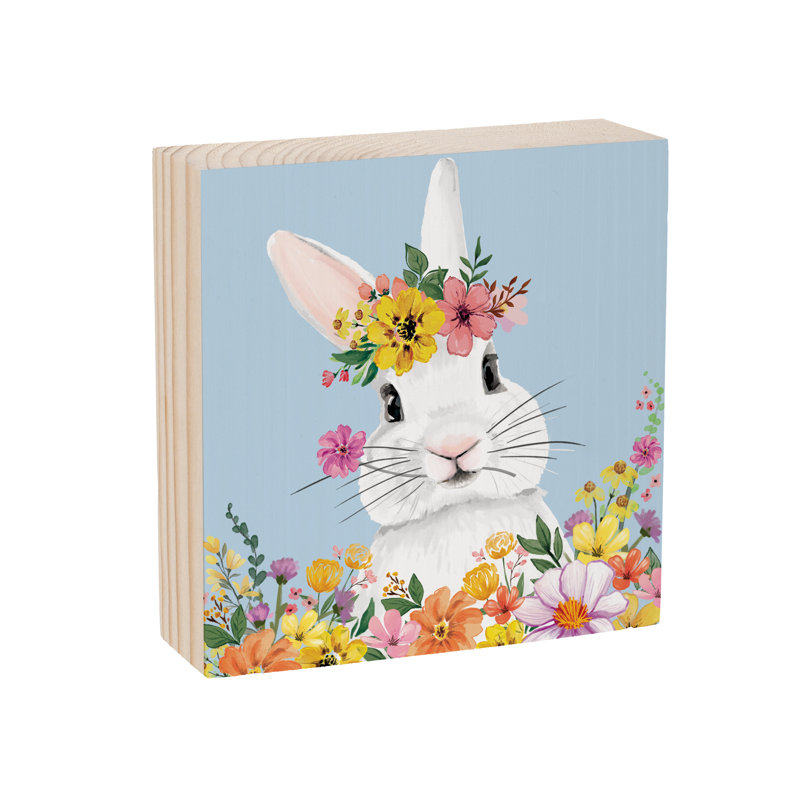 Planche en bois Bunny Blooms, 6 po