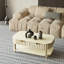 Table basse moderne en bois massif avec tiroirs cachés et tablette de rangement - Finition blanchie, conception cannelée, table basse de salon-225255390