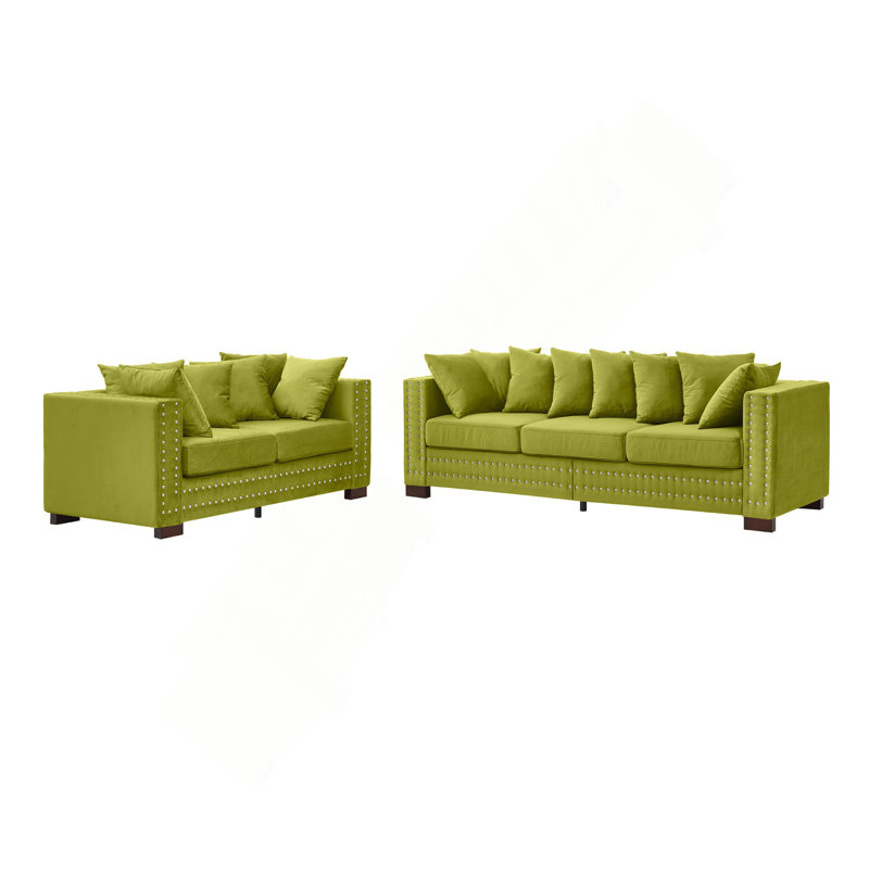 Velours rembourré avec accoudoirs carrés décoratifs Modern Design, Vert