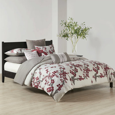 Taie décorative 26 po x 26 po gris, coton 200tc avec motif plissé et broderie rouge, fermeture à glissière cachée, couvre-oreiller assorti 26 po x 26 po, brodé sur mesure, convient