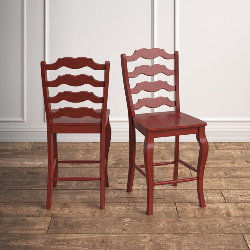 Fortville Solid Wood Counter/Bar Stool, Antique Black, Counter Stool (24.21” Seat Height)