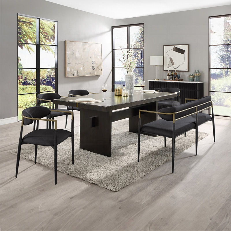 Banc en chenille Jaramillo, H 30 po x l 65 po x P 22 po, Noir