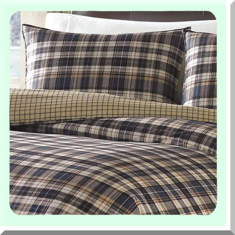 All Seasons Reversible Cotton Comforter Set with Matching Shams - Port Gamble Queen Bedding