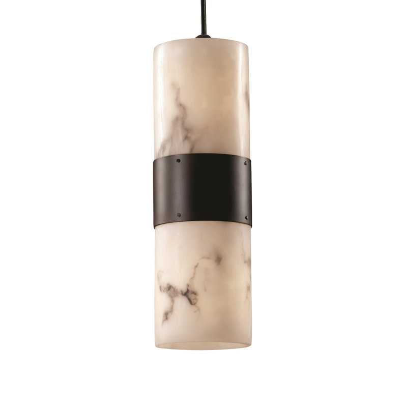 Luminaire suspendu cylindrique unique 2 lumières Keyon, Noir mat, H 13,5 po x l 4 po x P 4 po