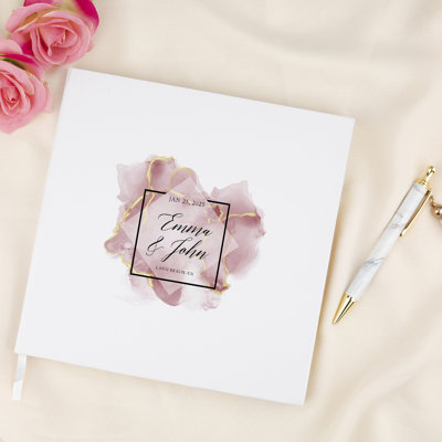 Watercolor Mauve Marble Custom Wedding Guestbook