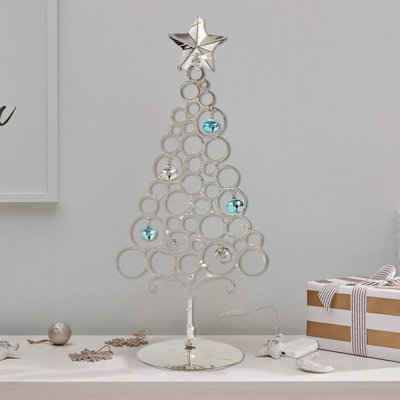 Arbre de Noël de table en métal en fer forgé présentoir ornement de Noël 11 pouces décorations de bureau mini arbre de Noël