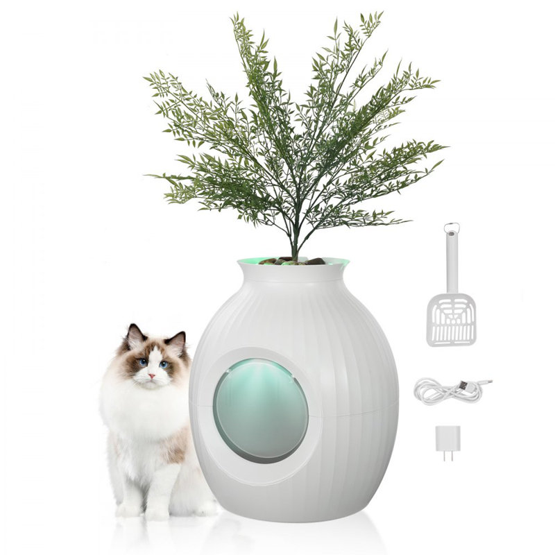 Bac à litière pour chat avec plante artificielle sans odeur
