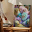 Toile, grappe vibrante de poussins moelleux dans un ensemble enchanteur d'art de couleurs pastel-694669340