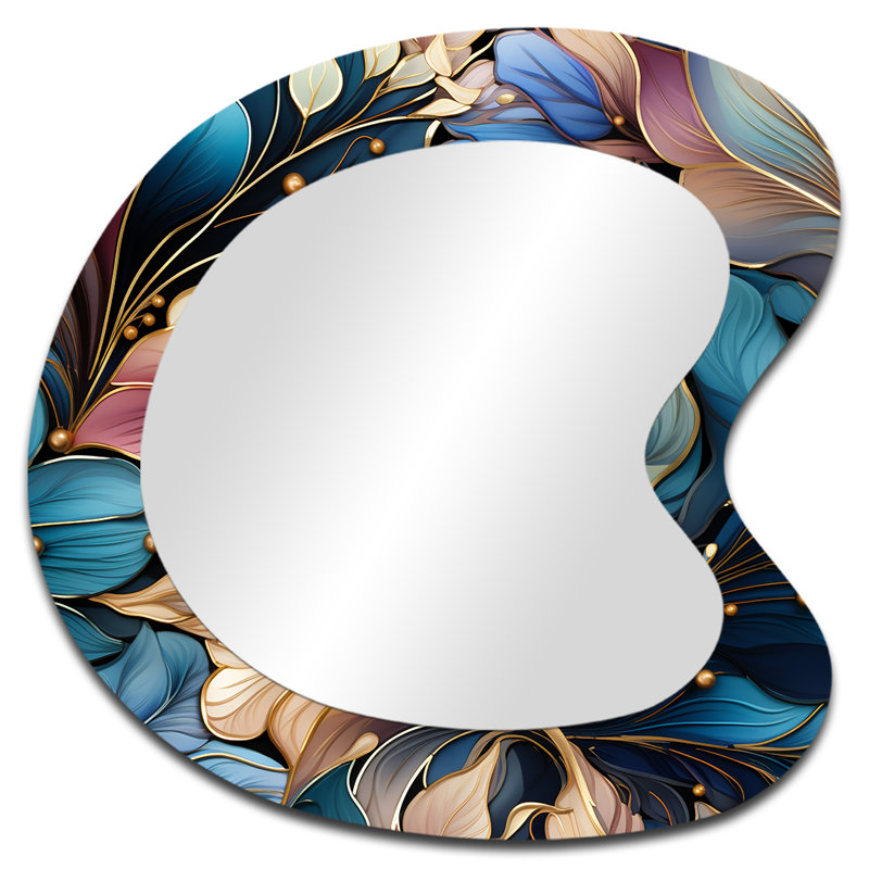 Spirale fleur élégante motif bohème - Boho 3D formes irrégulières grand miroir bohème mural, 27 po x 27 po