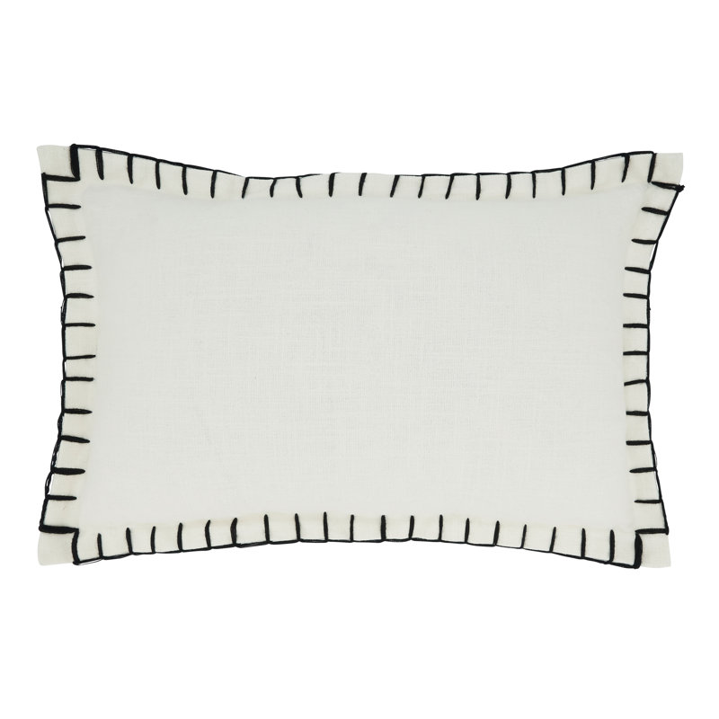 Persephone Collection Cotton Throw Pillow, Polyester/Polyfill, White