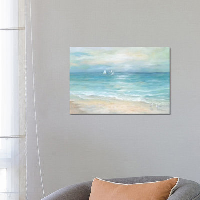 Island Beach Landscape by Cynthia Coulter - Floater Frame Painting on Canvas