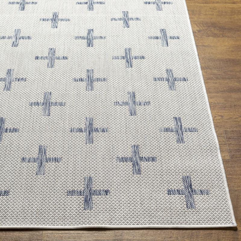 Norgard Indoor & Outdoor Boho Rug Blue/Ivory, Rectangle 160 x 213cm