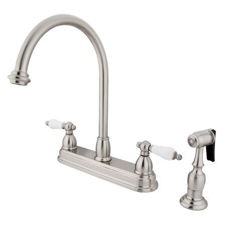 Kingston Brass Restoration Double Handle Kitchen Faucet with Side Spray ...