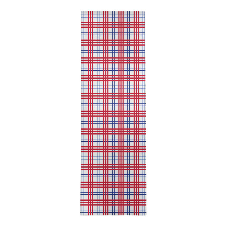 Tapis rouge / blanc à carreaux, Tapis de couloir 2 pi 6 po x 8 pi