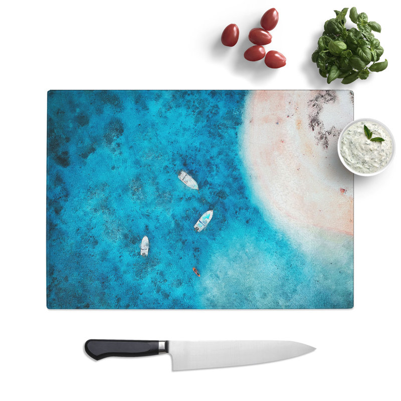 Tempered Glass Boats Chopping Board, 20 cm x 28.5 cm