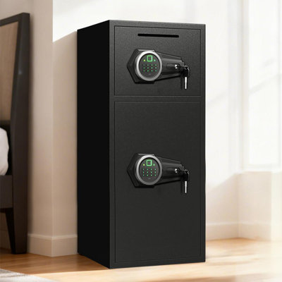 Très grand coffre-fort pour la maison, coffre-fort à empreinte digitale, coffre-fort de sécurité avec fente de dépôt, coffre-fort avec clavier rétroéclairé et double alarme pour le bureau à domicile