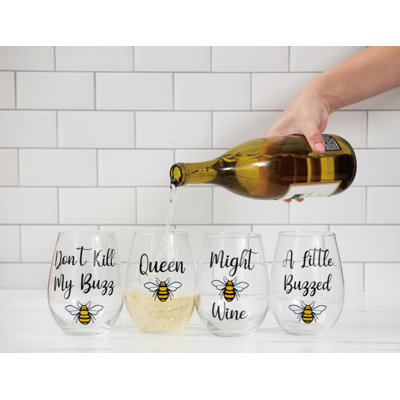 Ensemble de 4 verres à vin en verre transparent 4,9 po