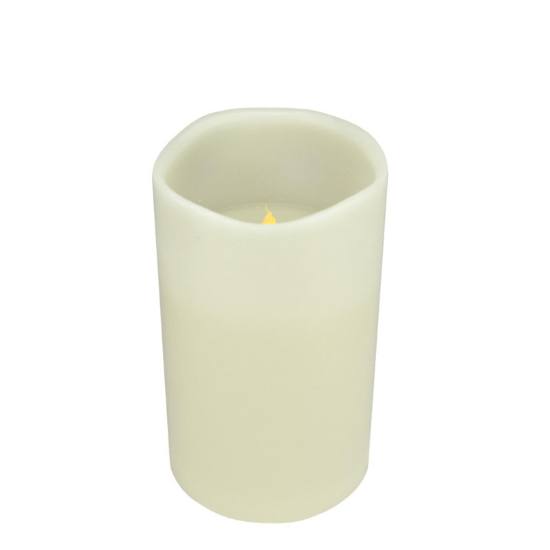Bougie sans flamme et sans parfum, H 12 po x l 6 po x P 6 po, Crème