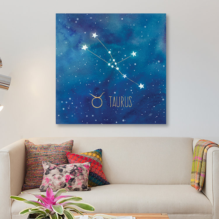 «Star Sign Taurus», impression sur toile, H 18 po x l 18 po x P 1,5 po, Toile tendue, Pas de tapis