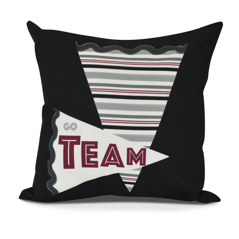 Goals, Gourds, and Gatherings Go Team! Housse et insert pour oreiller carré Word, H 16 po x l 16 po, Noir