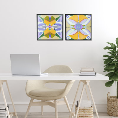 Kaleidoscopic Revival Hues 2pc Framed Giclee Set, design by Melissa Wang