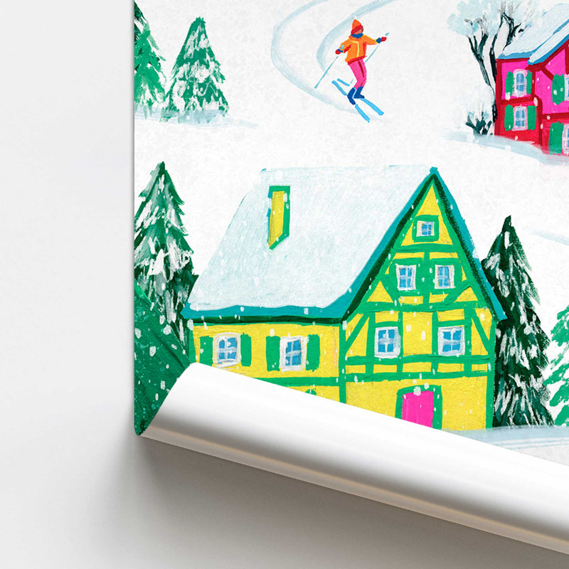 Vibrant Winter Village I Print dans un cadre, Sans cadre, papier, H 36 po x l 24 po
