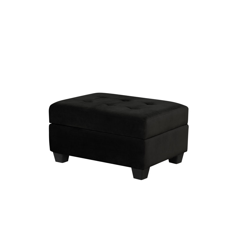 Therir Velvet Ottoman, Black Velvet