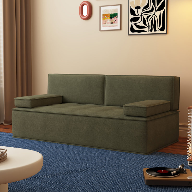 Canapé-lit 79 po en tissu multifonctionnel, canapé-lit convertible avec coussin de soutien en mousse pour appartement et studio