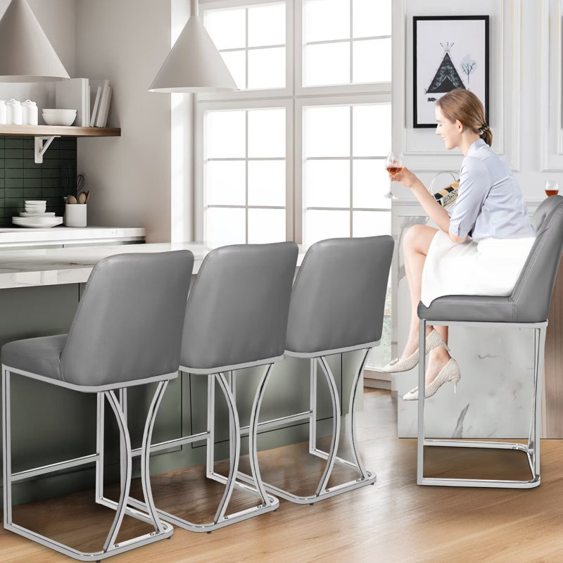 Tabouret de comptoir 24 po Yovany, 4, Gris