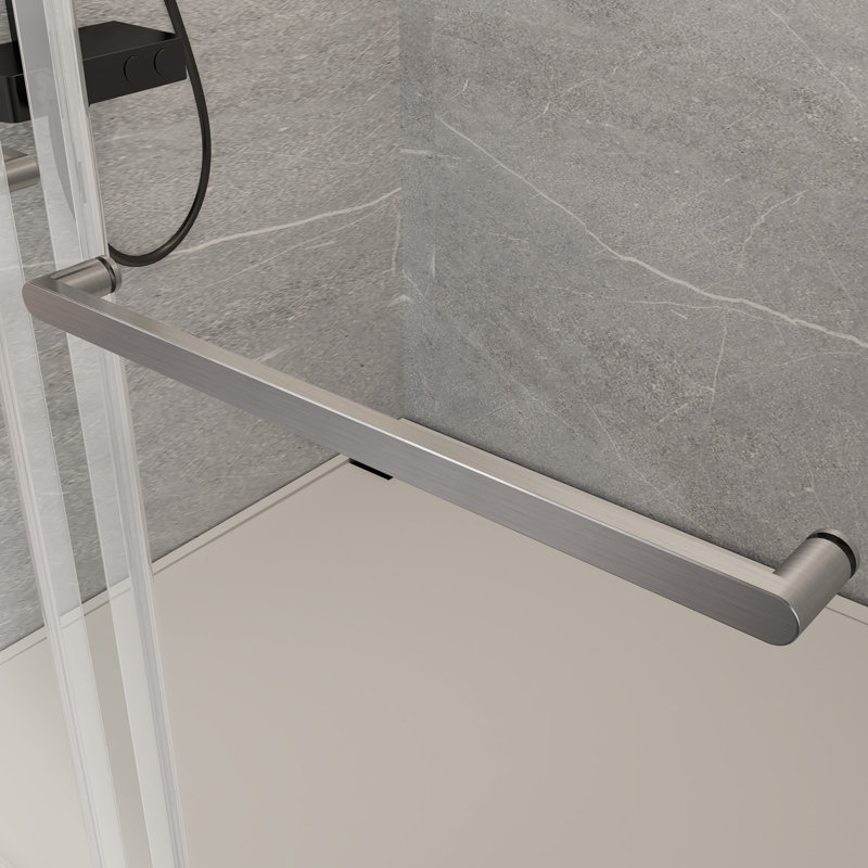 56 to 60 in. W x 65 in. H Frameless Double Sliding Tub Door, Brushed Nickel