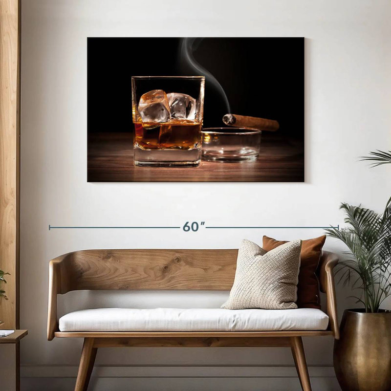 Yarlin whisky froid et cigare allumé, H 30 po x l 45 po