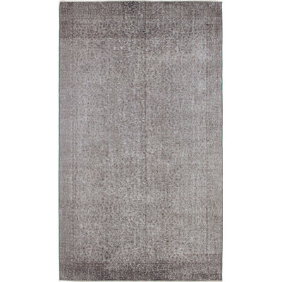 Tapis à dégradé de couleur gris en laine noué à la main de conception unique de 5 pi 3 po x 8 pi 10 po Kalmen