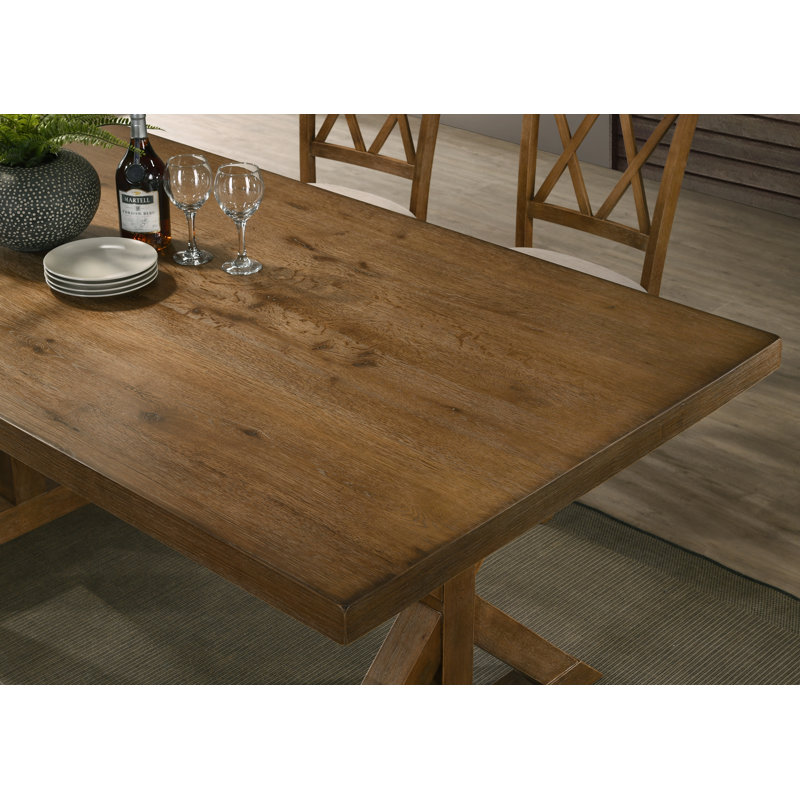 Enna 72" Brushed Driftwood Farmhouse Trestle Dining Table