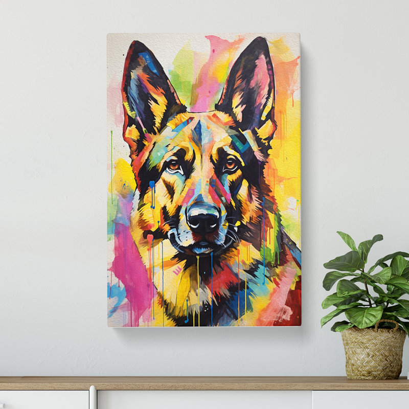 German Shepherd Gestural - Wrapped Canvas, 50cm H x 35cm W x 3cm D