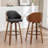 Mahtab Modern Set Of 2 Swivel Bar Stools With PU Upholstery And Wood Legs-963480652-963480641