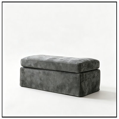 Chenille Upholstered Bench with Flip-Top Storage