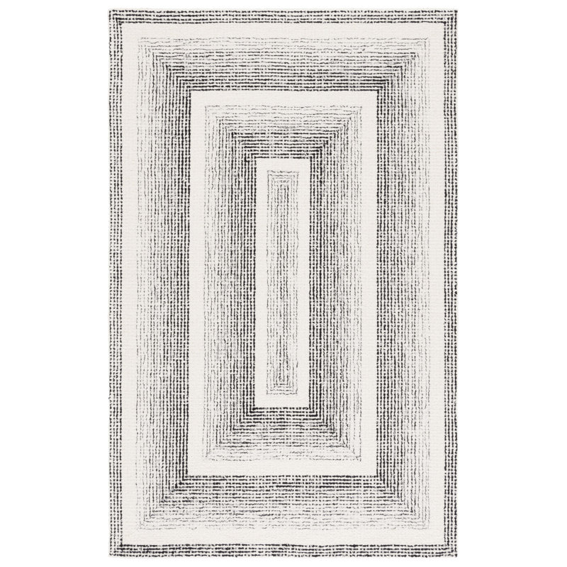 Tapis géométrique en laine touffeté à la main Pine, Rectangle de 5 pi x 8 pi