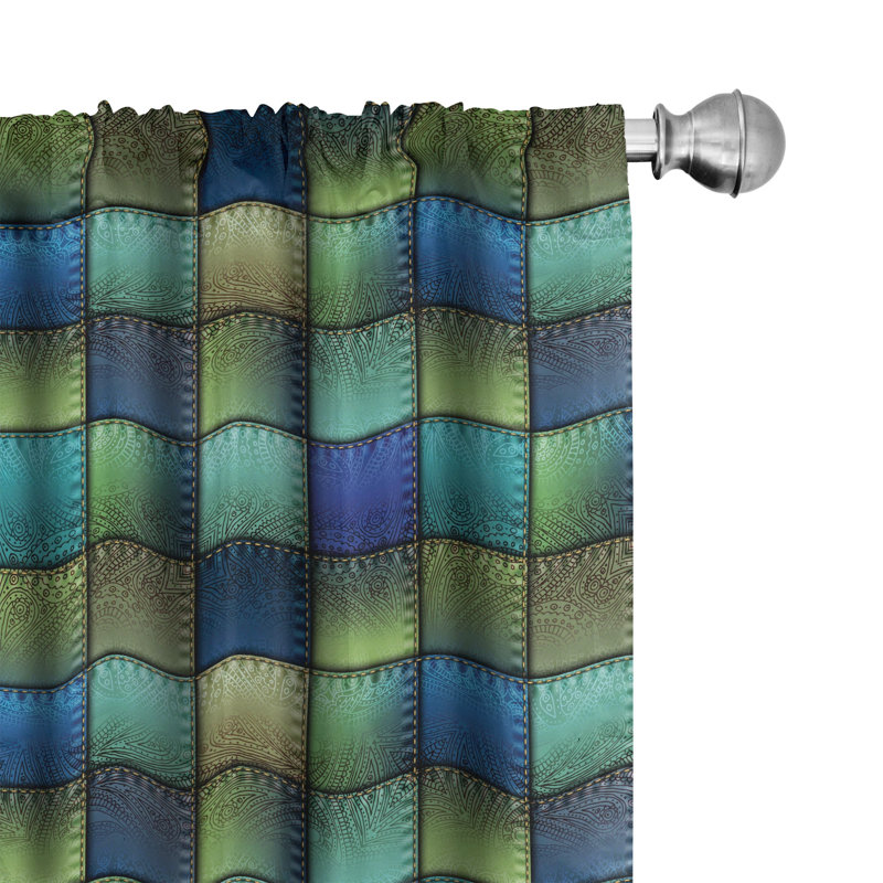 Colorful Geometric Semi-Sheer Rod Pocket Curtain Panels, 28" x 63"