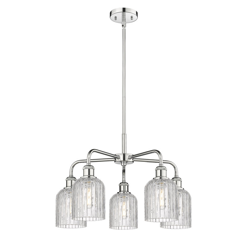 Fiennes 5 - Light Steel Dimmable Bell Chandelier, Polished Chrome