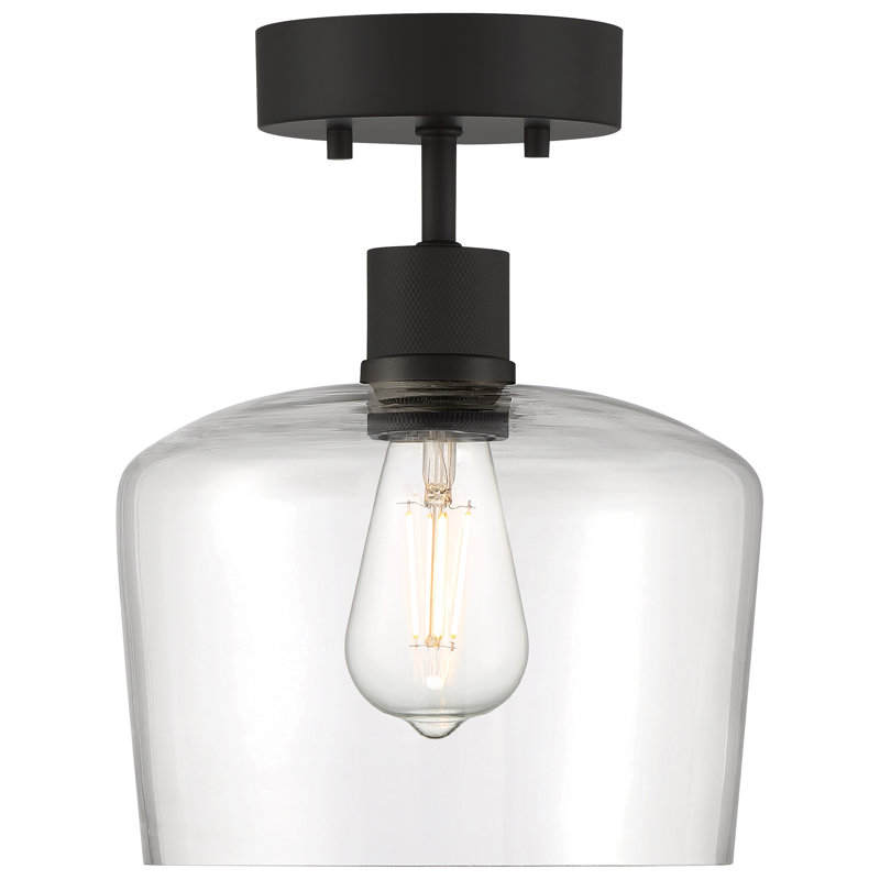 Southglenn Glass Semi Flush Mount, Matte Black