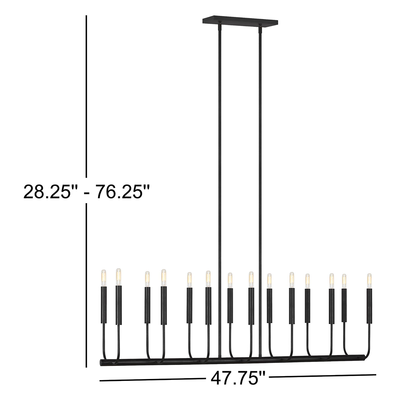 Tedder 14 Light Steel Dimmable Pendant, Aged Iron
