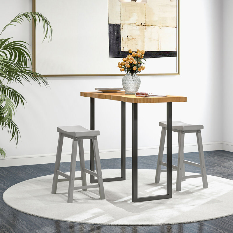 Counter Stool with Solid Wood Frame, Grey