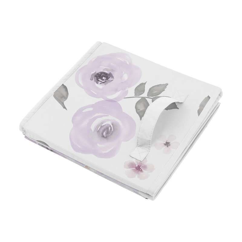 Boîte à jouets aquarelle florale, Mauve / Gris